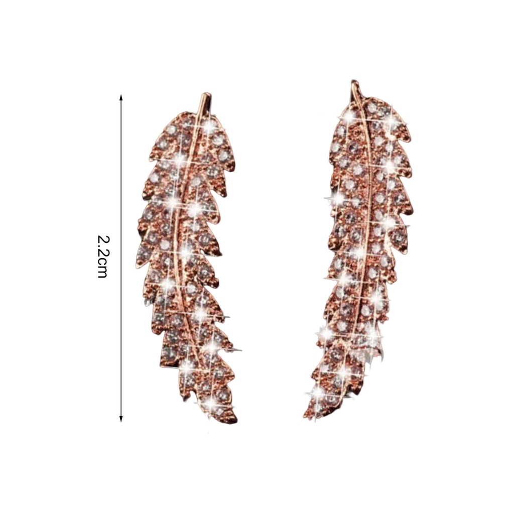 Hu Hu Hu Hu Hu Alat Bantu Pasang Kacamata♡ 1 Pasang Anting Bentuk Daun Bahan Cubic Zirconia Untuk Wanita