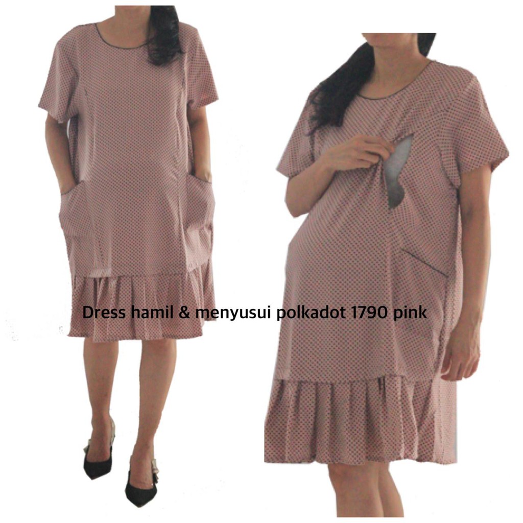 dress hamil menyusui polkadot 1790 baju hamil