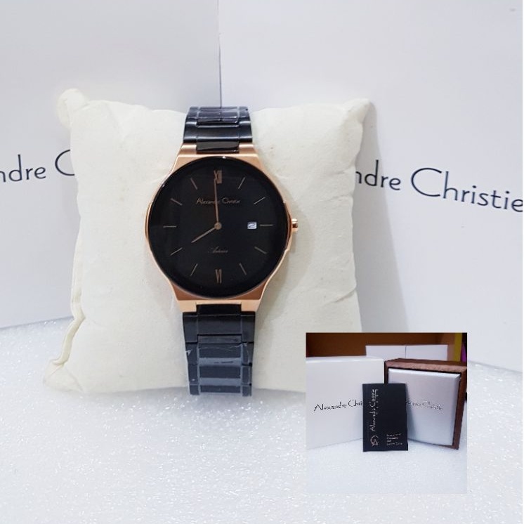 JAM TANGAN ALEXANDRE CHRISTIE AC 8612 BLACK ROSEGOLD JAM TANGAN PRIA ORIGINAL