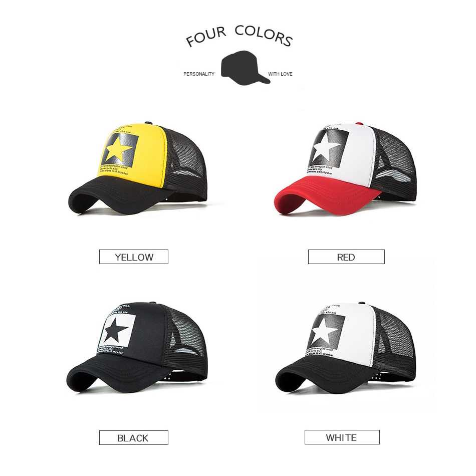 Topi Trucker Baseball Star Quick Drying Mesh / Topi Jaring Trucker Basebal Baseball Bassebal Basseball Pria Cowo Cowok Laki Laki Wanita Remaja Dewasa Polos Distro  Motif Keren Bintang Casual Kekinian Sport Lari Olahraga Original Import Hitam Melengkung