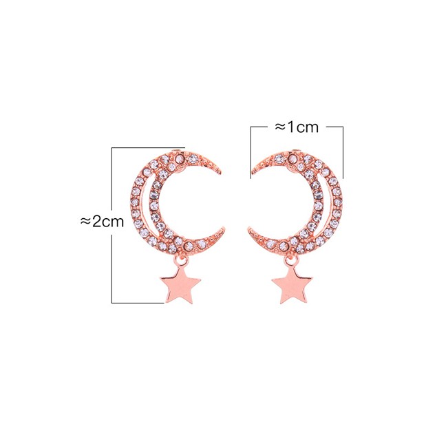 LRC Anting Tusuk Fashion Alloy Diamond Star Star Earrings F91412