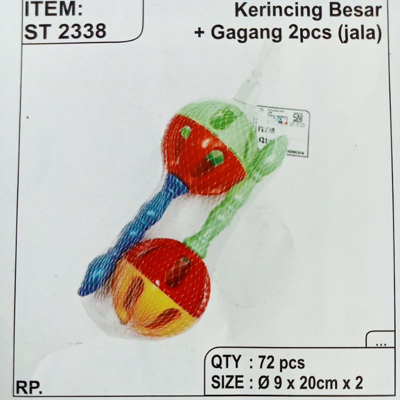 ST2338 Mainan Kerincing Bayi Musical Ukuran Besar + Gagang 1 pc Kemasan jala 2338