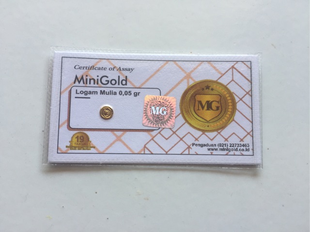 Minigold 0,05 gr emas murni mini gold logam mulia faktur resmi untuk souvenir kado hadiah