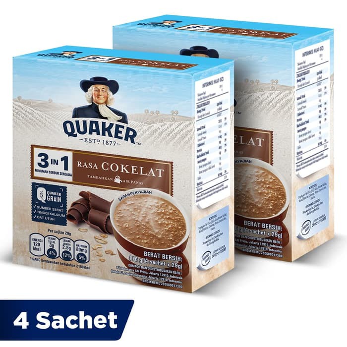 

Quaker 3in1 Cokelat Box 4 Sachets - Twin Pack FS