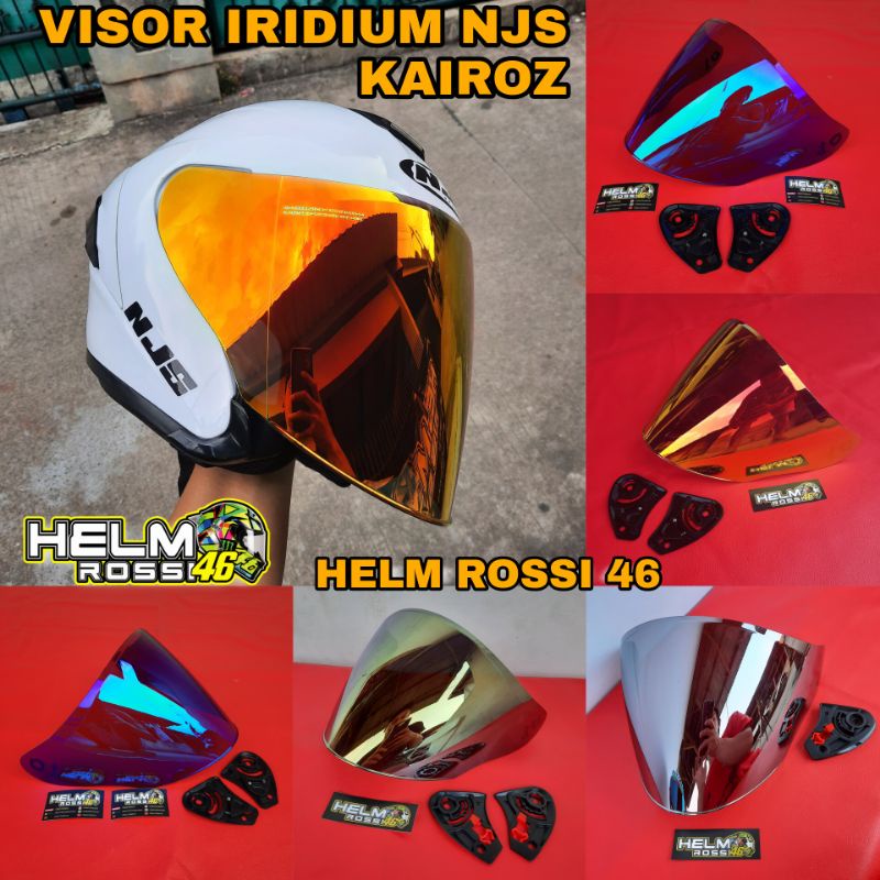 Kaca Visor Iridium NJS KAIROZ Iridium Red Blue Silver Gold Smoke Clear Bening Green Wine gratis rachet Custom