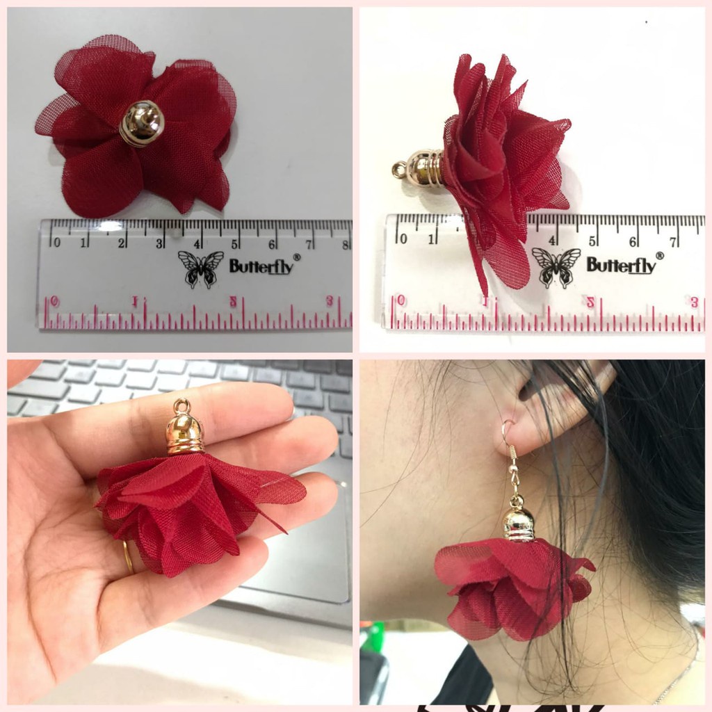 1 PASANG - ANTING BUNGA FRILL JADIAN (BISA REQUEST WARNA)