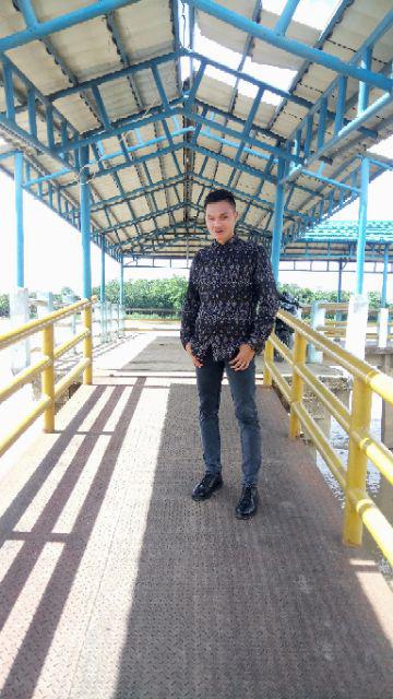 Freypv 8068  Slimfit Long Batik Songket M-xl Kemeja Batik Best