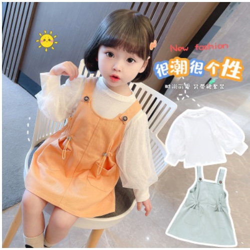 Dress tutu dress lengan panjang anak perempuan LENGAN PANJANG TOSCA OREN 2 TALI