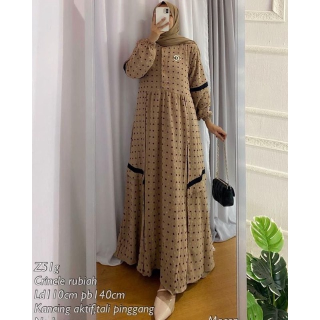 Gamis Busui crincle rubiah two tone / Gamis rayon crinkle fit xl jumbo ld 110 cm