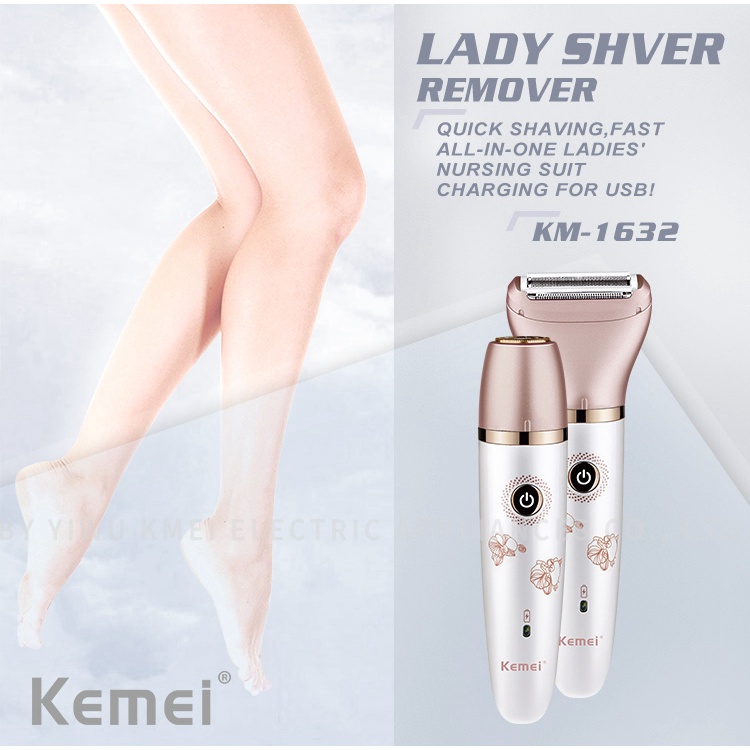 kemei km 1632 electric epilator usb hair clipper waterproof