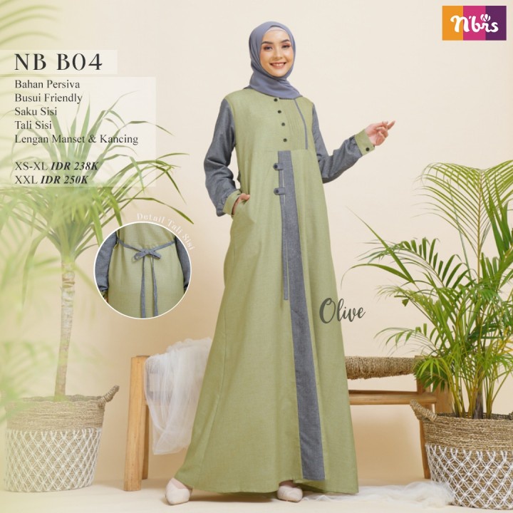 GAMIS NIBRAS NB B04 OLIVE PINK ARMY GAMIS ANAK REMAJA DEWASA GAMIS NIBRAS TERBARU GAMIS JUMBO GAMIS 