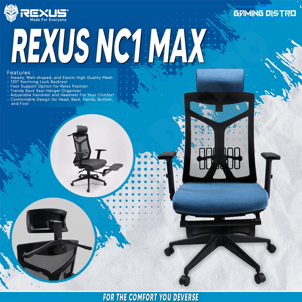 Rexus Office Chair NC1 Max Blue - Rexus NC1 Max Ergonomic Footrest
