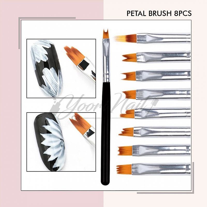 Petal brush set 8pcs nail art brush kuas nail art painting brush kuas kelopak