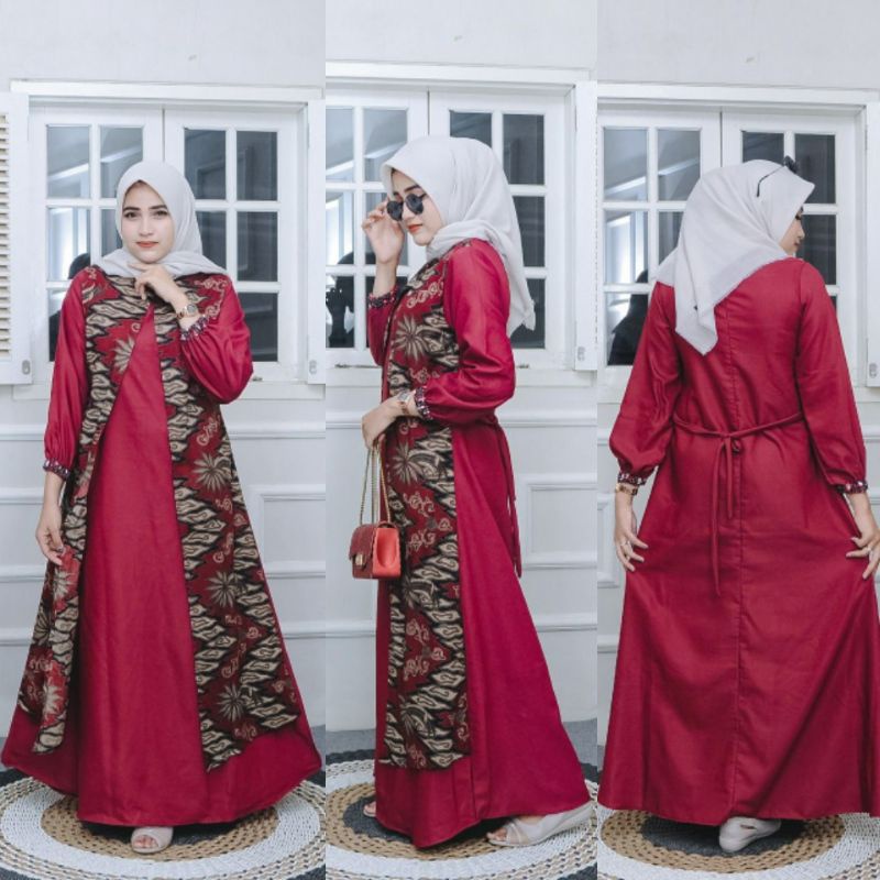 COUPLE BATIK TOYOBO JUMBO LD 110 120 CANTIK BUSUI SARIMBIT JUMBO MAXI DRESS MEGA MENDUNG HIJAU BOTOL MAROON NAVY-GAMIS TOY MEGA MARON