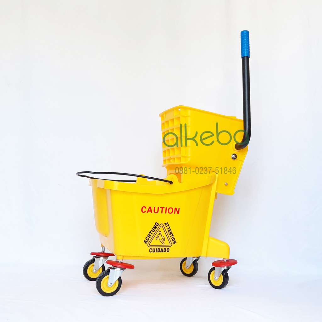 Single Bucket mop 32 L wringer trolley murah
