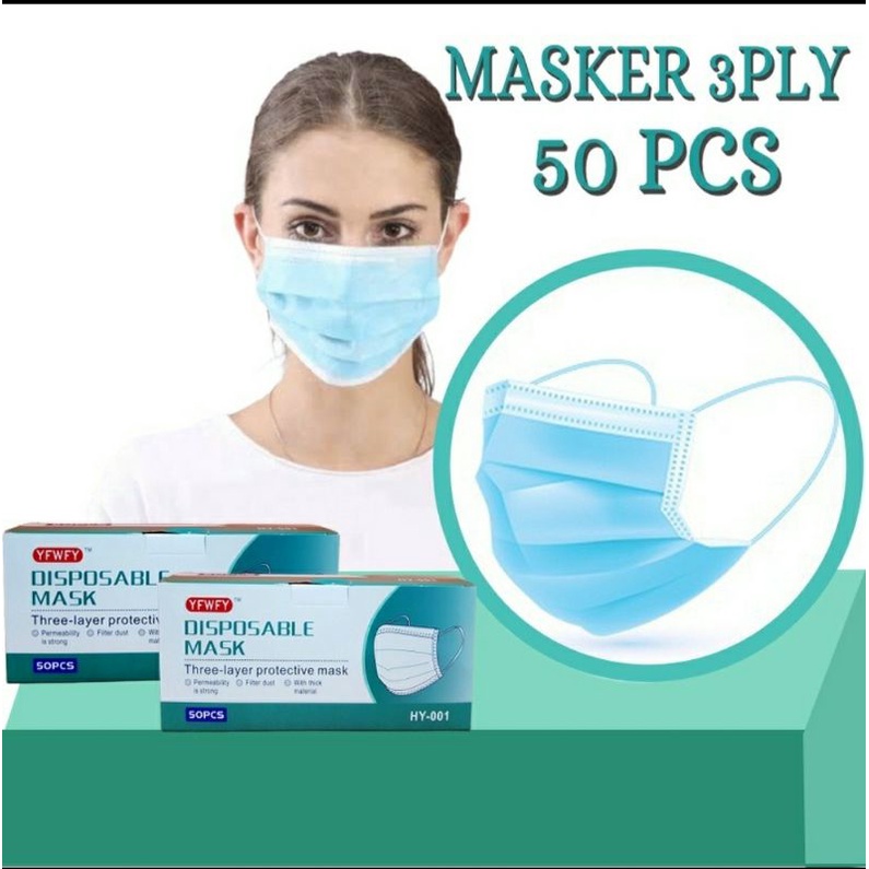 Disposable mask , Masker 3ply isi 50 pcs sekali pakai