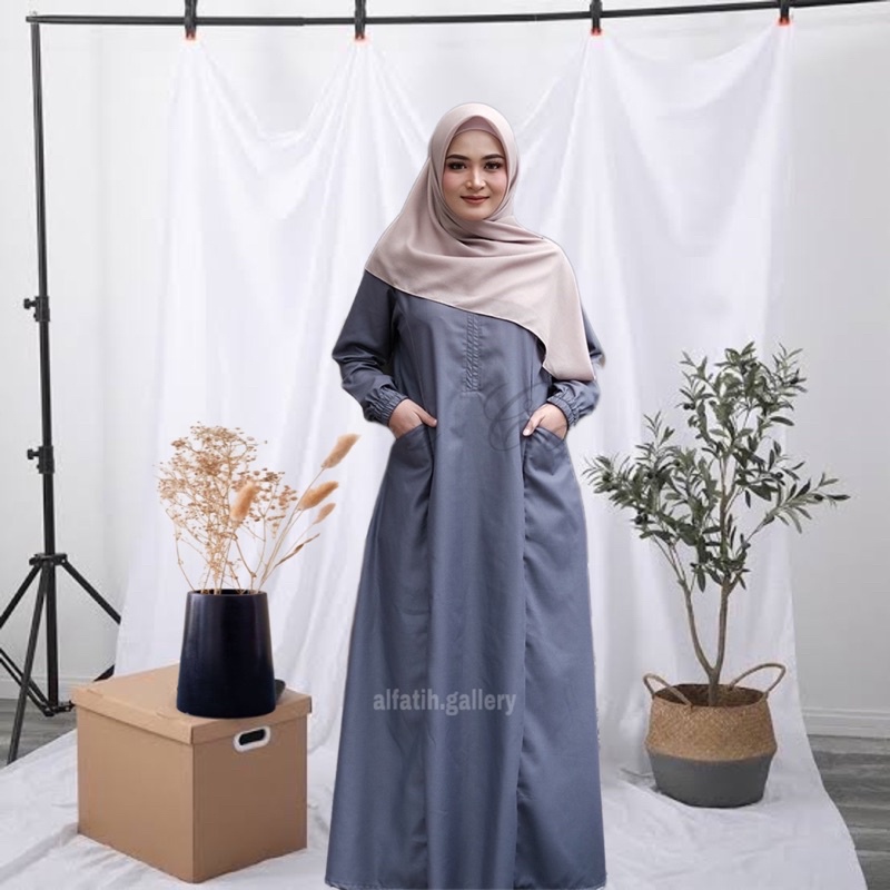 gamis polos elegan terbaru bahan katun toyobo fodu gamis busui