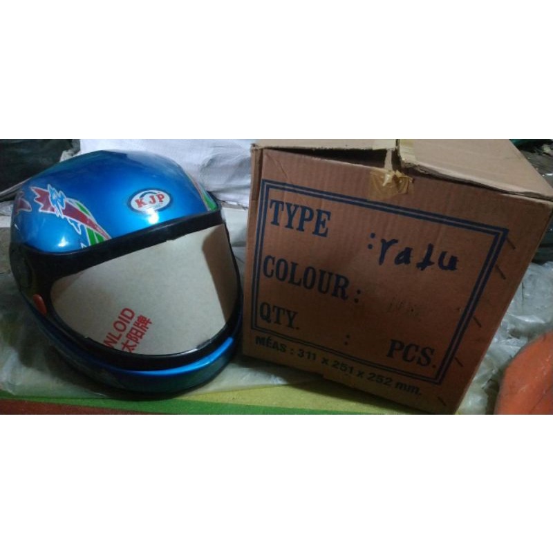 helm helmet lama klasik classic jadul retro old school vintage KJP tipe ratu blue biru Nos