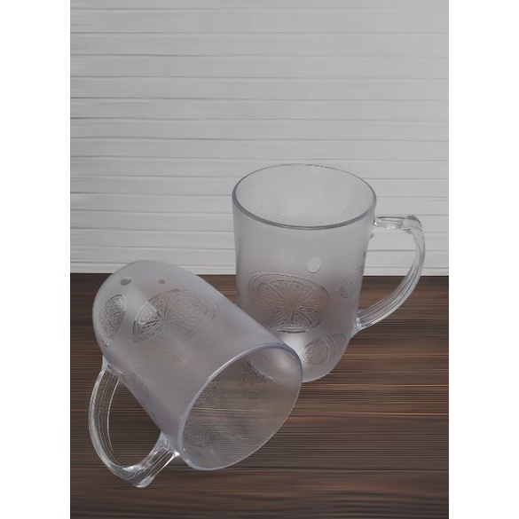 GELAS GAGANG PLASTIK KRISTAL 4 PCS GELAS MINUM GAGANG PLASTIK GELAS PLASTIK GAGANG