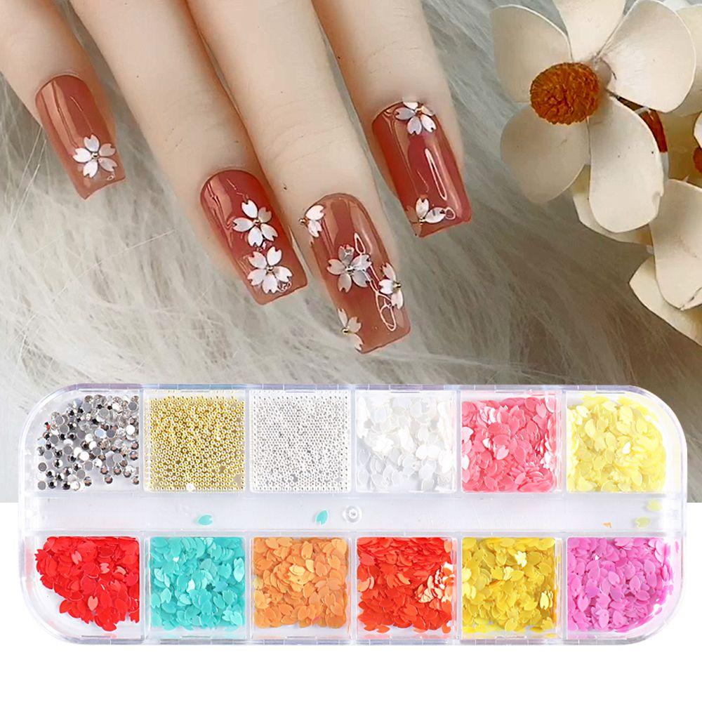 AUGUSTINA Agustina Sakura Kuku Payet Fashion Multi-Warna Kelopak Bunga Manicure Aksesori Kerajinan Spangles Nail Flakes