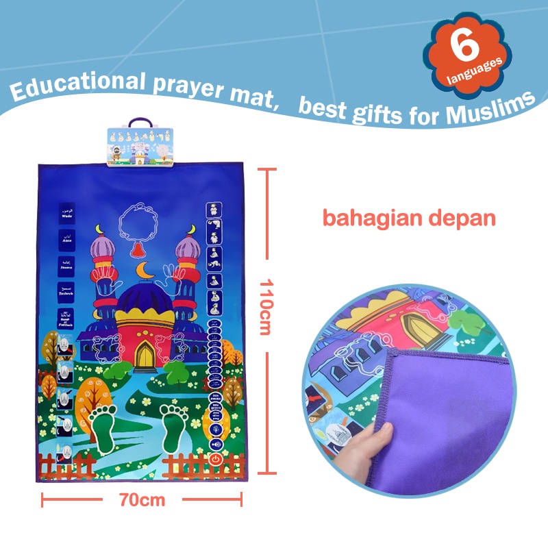 SMART SAJADAH ANAK TRAVEL PREMIUM Edukasi Belajar Sholat Ngaji Prayer Mat Mekah Hadiah Anak-2