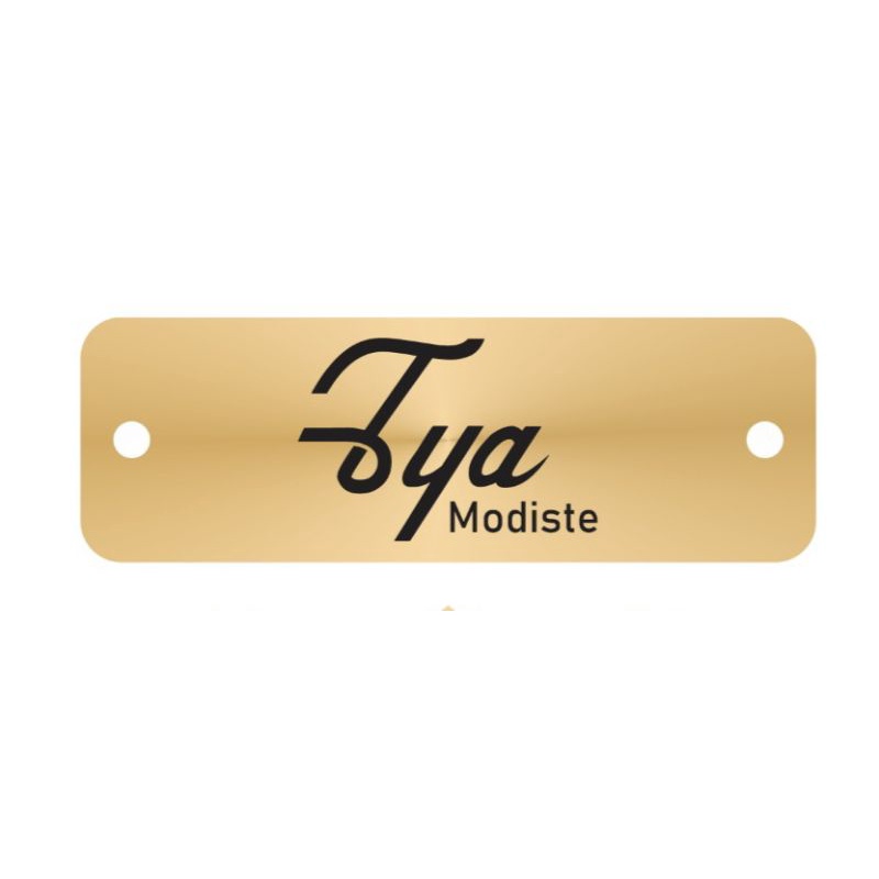 

label akrilik Tya Modiste gold ukuran 1x3 cm 100 pcs