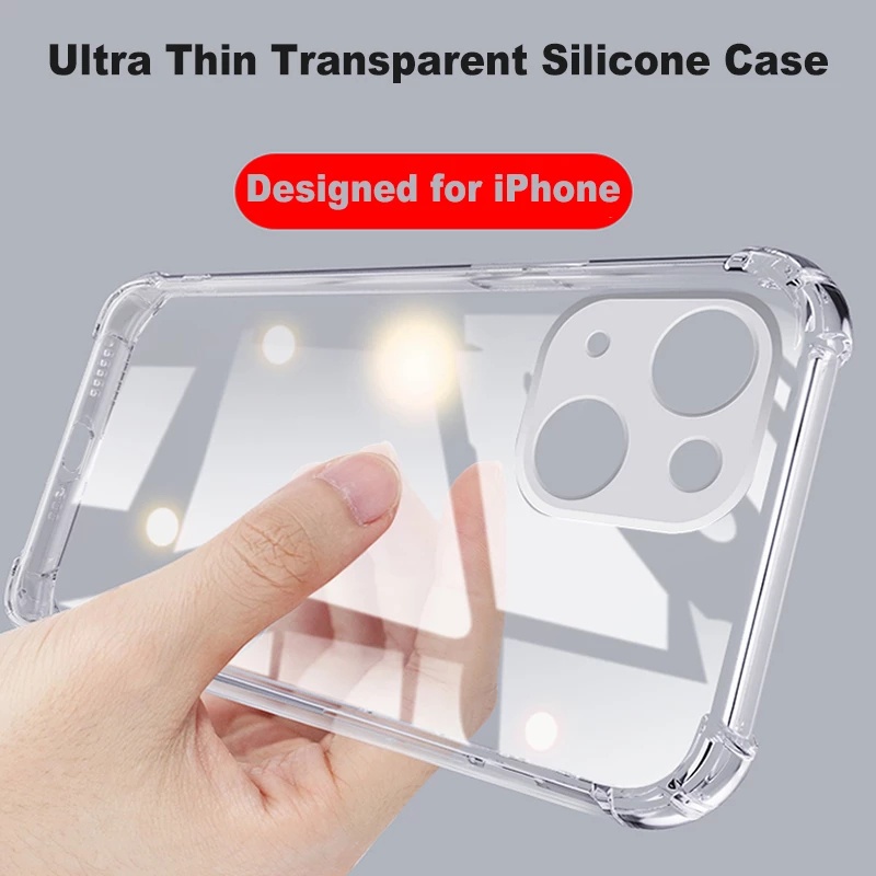 Soft Case Silikon TPU Transparan Shockproof Untuk iPhone 14 13 12 11 Pro Max Mini XR XS Max 8 7 6 6s Plus SE 2020