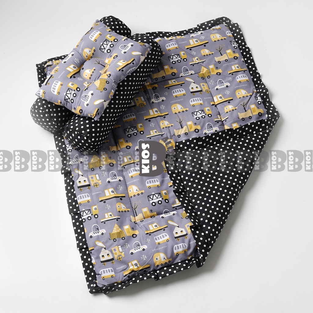 BED COVER SET BAYI Bed Cover Bayi Bantal Guling Selimut Bayi Tempat Tidur FREE tas mika Kado Lahiran-ROAD CAR