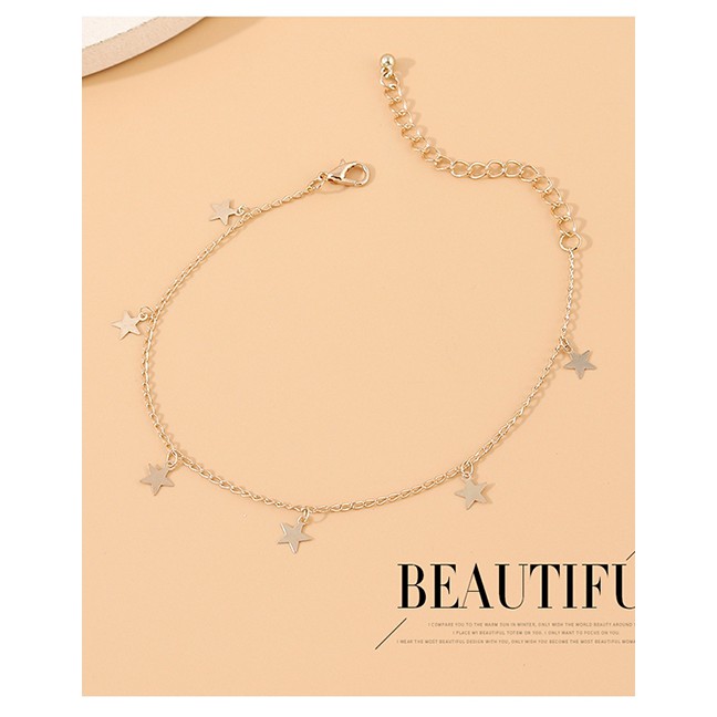 LRC Gelang Kaki Fashion Golden Little Pentagram Love Alloy Y64452