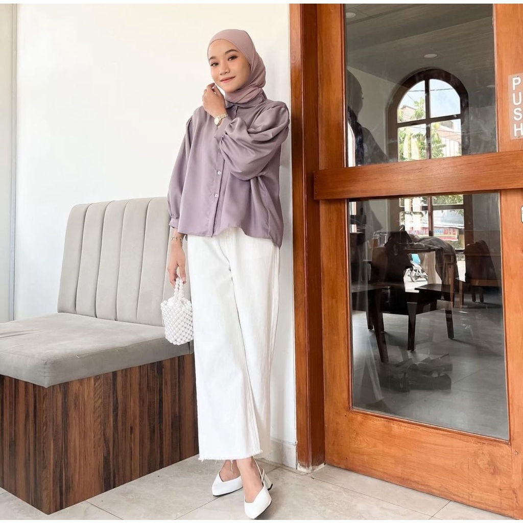 WOW-Elza Kemeja Wanita / Blouse Crinkle Airflow / Kemeja Wanita Panjang