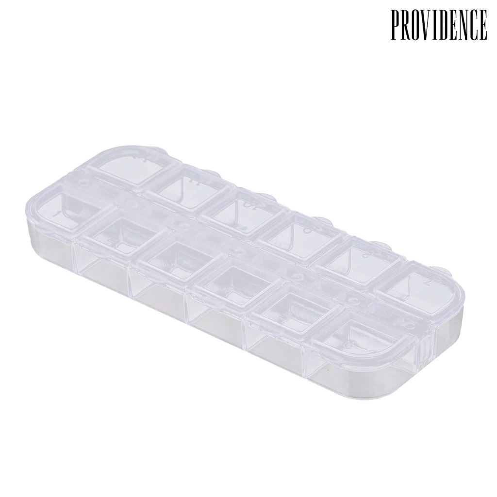 Providence 12-Grid Transparent Nail Art Tips Rivet Pearl Metal Sequin Storage Box Organizer