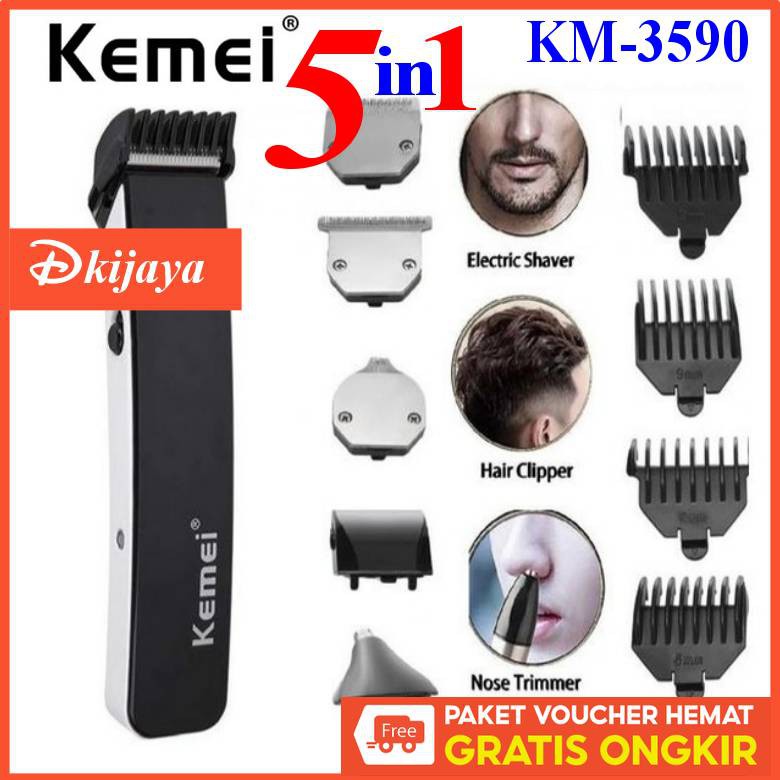 Kemei KM 3590 Hair Clipper 5 in1 Mesin Alat Cukur Rambut Kumis jenggot  3590 Original