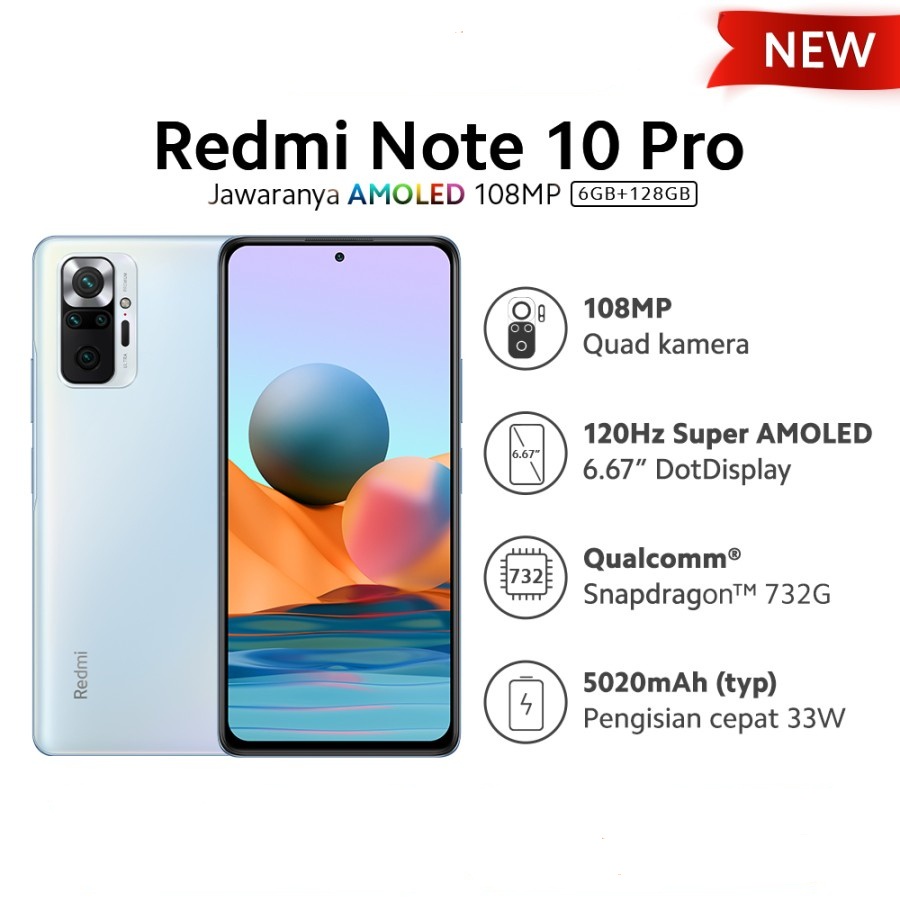 Xiaomi Redmi Note 10 Pro 6/128GB AMOLED 6.67" 108MP NFC Smart HP - Glacier Blue