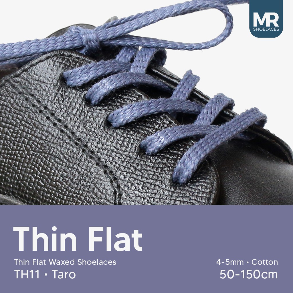 MR Shoelaces TH11 Taro (Ungu Muda) Tali Sepatu Lilin Gepeng Thin 3-4mm (Waxed Laces) 50cm 80cm 120cm 150cm Purple