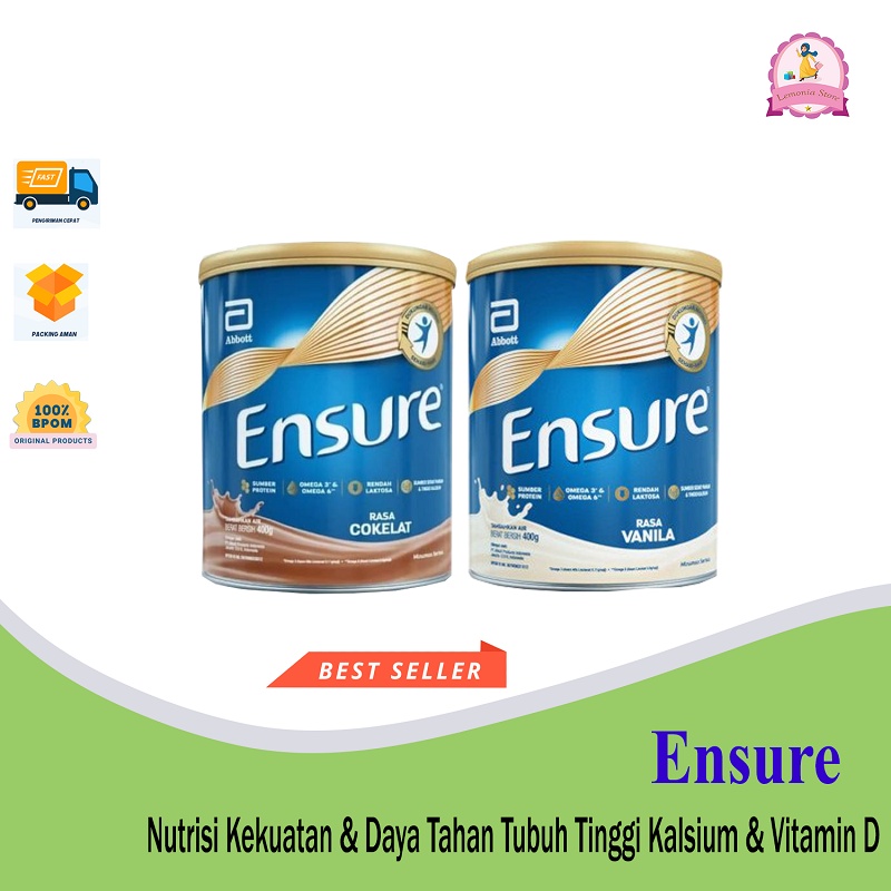 

ENSURE 400 g - Vanila & Coklat - Nutrisi Dewasa untuk Daya Tahan Tubuh & kekuatan Otot
