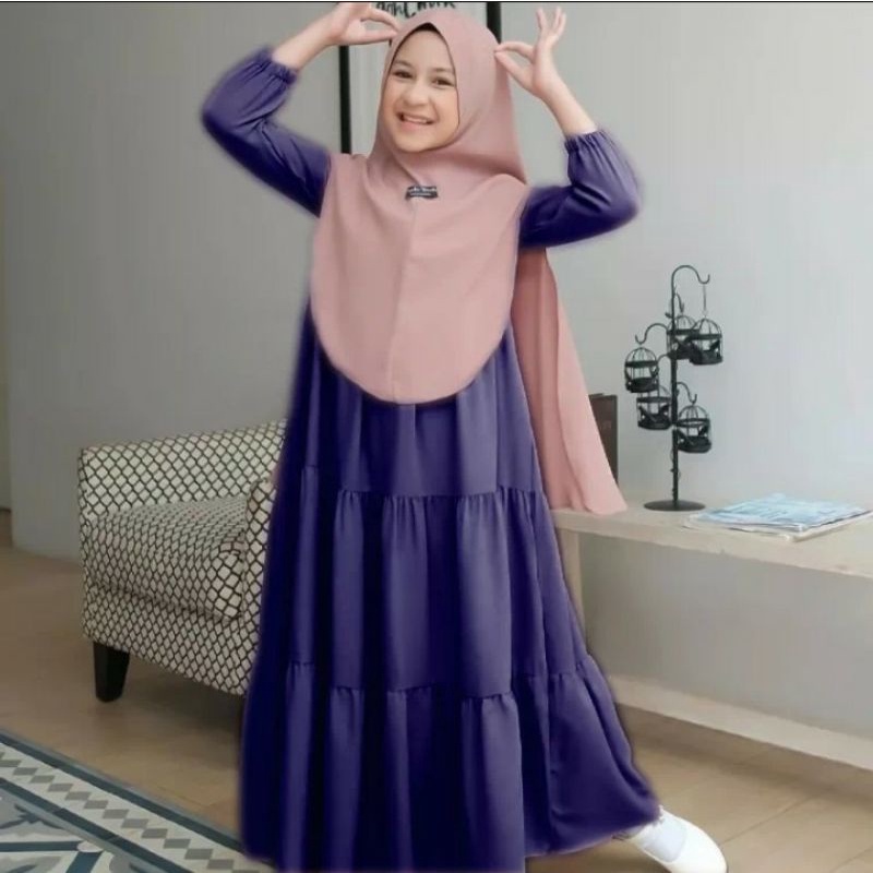 Gamis Anak Tanggung Syari Kids Bahan Katun Rayon Premium Usia 7-12 Tahun Dress Anak Perempuan
