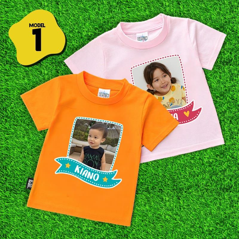 kaos anak free bordir nama  sablon foto