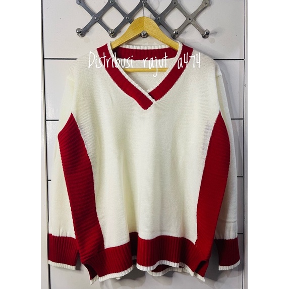Quilla Cherry Cardigan Sweater Korean Style Outer Import Korea-Off white merah