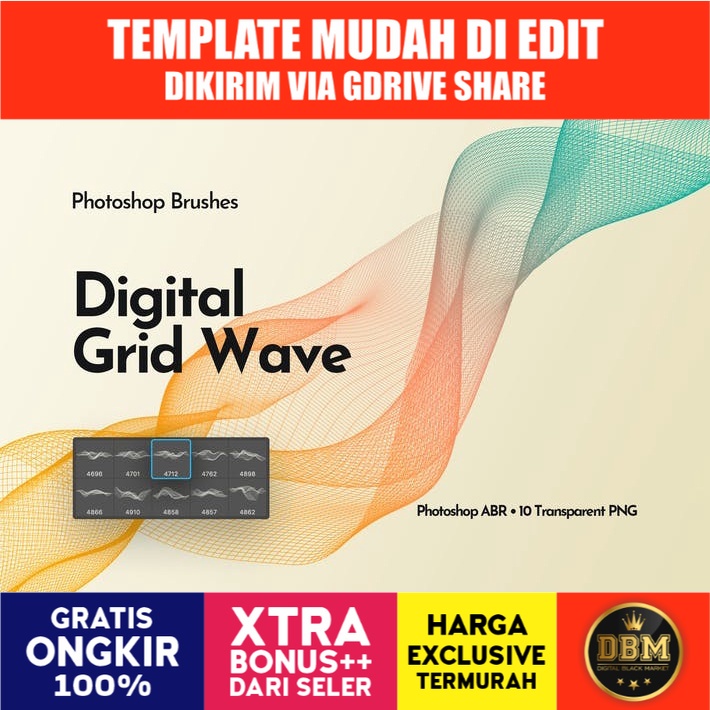 Digital Grid Waves - Photoshop Brushes