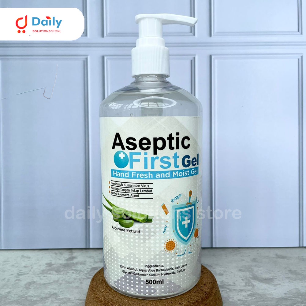 HANDSANITIZER GEL PUMP 500ML ASEPTIC FIRST GEL LEMBUT DIKULIT