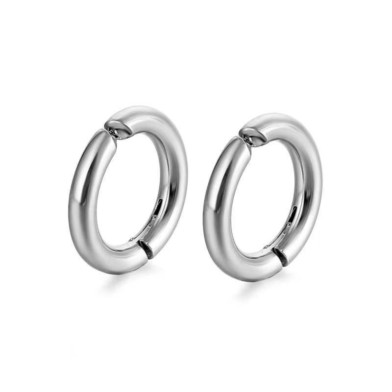 Anting Bentuk Hati Oval Geometris Pentagonal Bahan Titanium Steel Gaya Korea