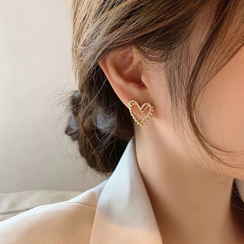 Anting Tusuk Sterling Silver 925 Bentuk Hati Untuk Wanita