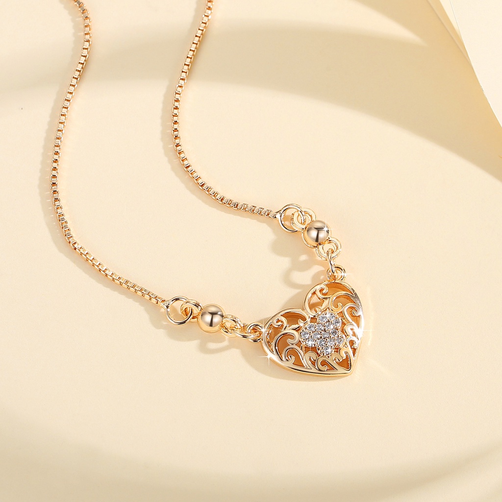 Y616 【COD】 Kalung Wanita Berlian Lapis Emas Kalung Titanium Wanita Anti Karat  Liontin Kalung