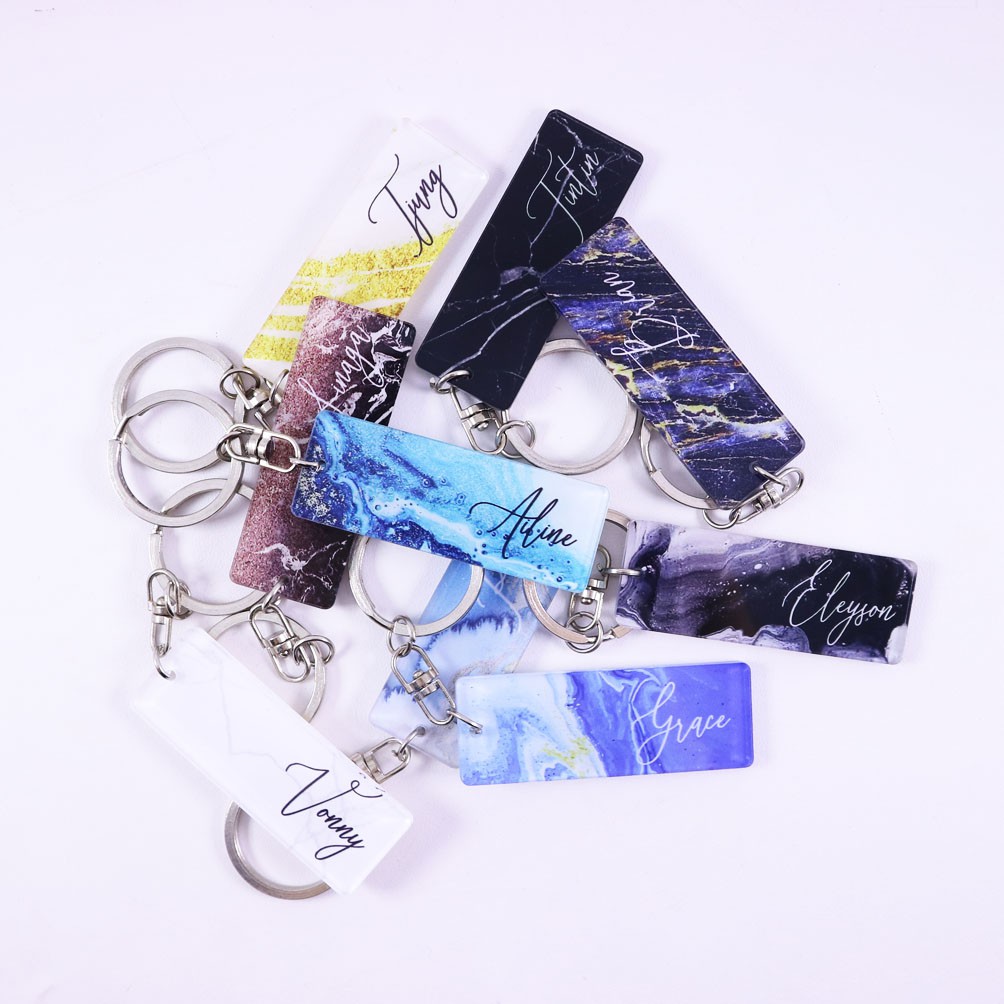 Gantungan Kunci Label | Keychain | Marble | Custom Nama