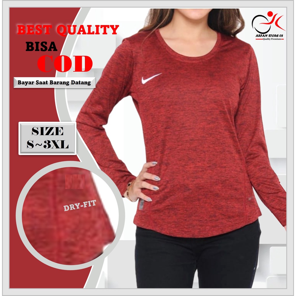 Kaos Olahraga Wanita Muslimah Gym Senam Yoga Aerobik Bodyfit Joging Gowes Running Dry Fit Lengan Pan