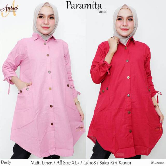 PARAMITA TUNIK BAHAN LINEN L BY DENORA BTC SOLO