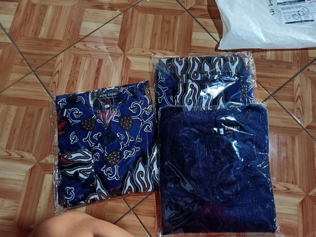 Set Couple Batik Muthia Navy (kemeja, Rok Span, Kebaya Muthia Navy Include Selendang)