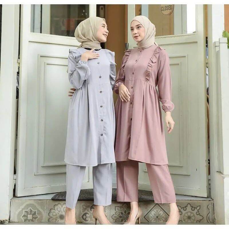 COD / ONE SET ADIRA DAILY SET LONG TUNIK / ONE SET WANITA / BAJU SETELAN MUSLIM