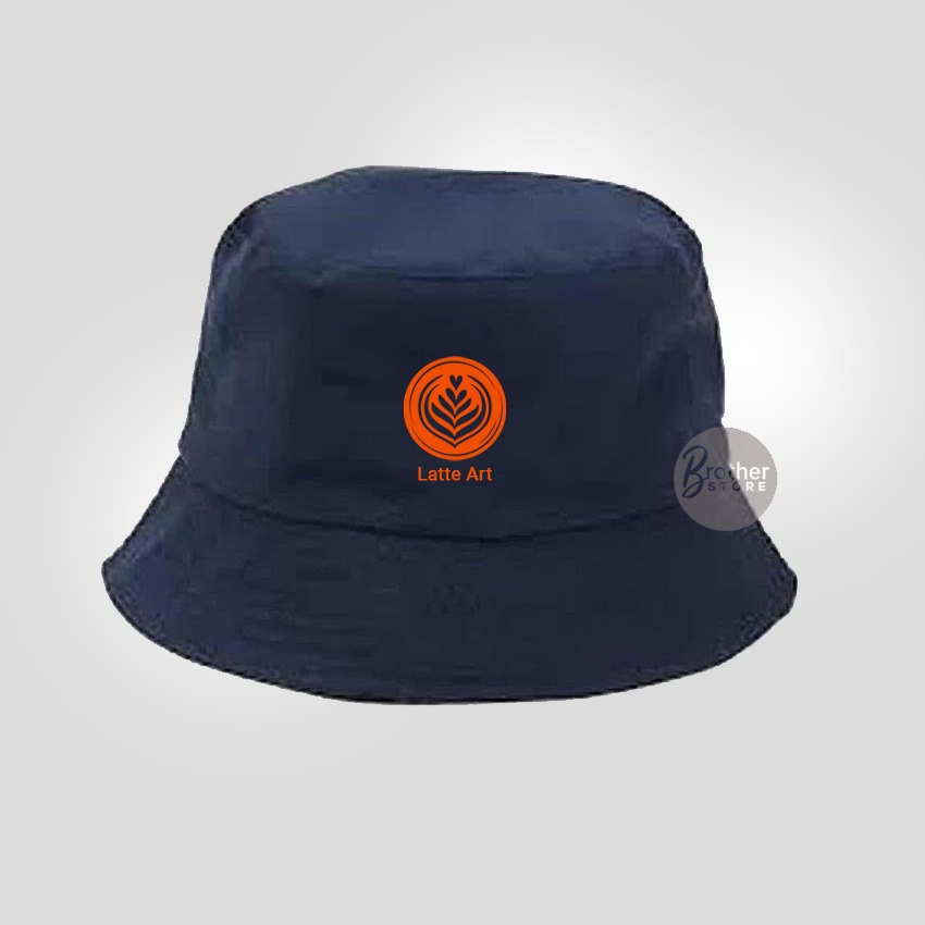 Topi bucket Coffee Owner Barista Coffe Latte Art Kopi Hitam text orange