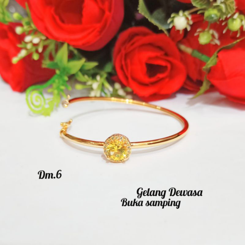 Gelang Dewasa Permata Satu Buka Samping Perhiasan Wanita Gold dan Silver limited edition (COD)